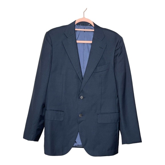 THEORY Mens Bowery Navy Single Breasted, Extra Slim Fit Wool Blend Suit Separate Blazer Jacket